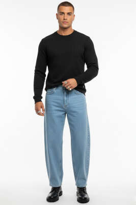 Bisiklet Yaka Uzun Kol Erkek T-shirt Siyah - Erkek T-shirt