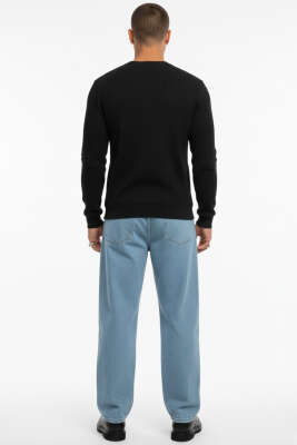 Bisiklet Yaka Uzun Kol Erkek T-shirt Siyah - Erkek T-shirt