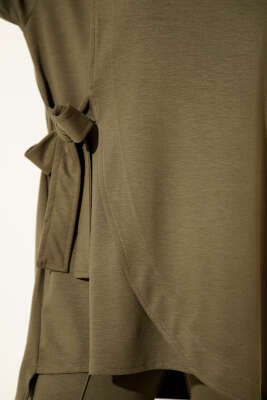 Bisiklet Yaka Yandan Bağlamalı İkili Takım Haki - İkili Takım