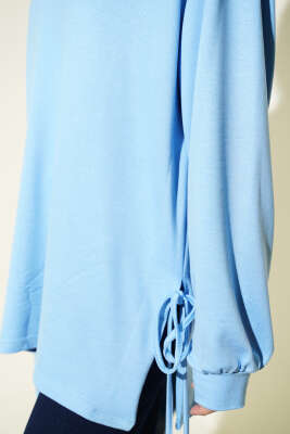 Bisiklet Yaka Yanları İp Bağlamalı Tunik Bebe Mavi - Tunik