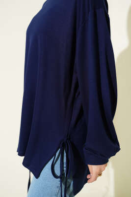Bisiklet Yaka Yanları İp Bağlamalı Tunik Lacivert - 300-500 TL Ürünler