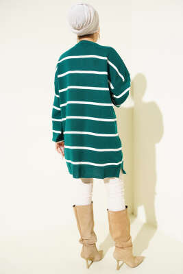 Bisiklet Yaka Yatay Çizgili Triko Tunik Nefti - Tunik