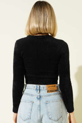 Bisiklet Yaka Yumoş Kazak Siyah - Kadın Giyim Modelleri