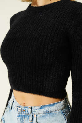 Bisiklet Yaka Yumoş Kazak Siyah - Kadın Giyim Modelleri