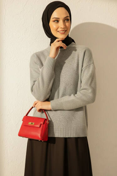 Bisiklet Yaka Yumoş Triko Kazak Mint Yeşili - Triko Kazak