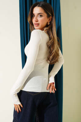 Bisiklet Yakalı Basic Body Krem - Kadın Giyim Modelleri