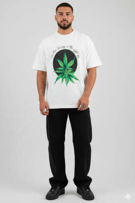 Bitki Baskılı Erkek T-shirt Ekru - Erkek T-shirt