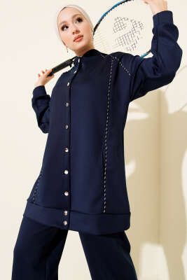 Biye Detaylı Kapüşonlu Scuba İkili Takım Lacivert - Scuba Ürünler