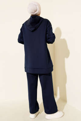 Biye Detaylı Kapüşonlu Scuba İkili Takım Lacivert - Scuba Ürünler