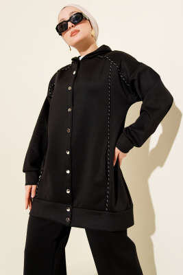 Biye Detaylı Kapüşonlu Scuba İkili Takım Siyah - Scuba Ürünler