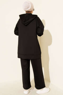Biye Detaylı Kapüşonlu Scuba İkili Takım Siyah - Scuba Ürünler