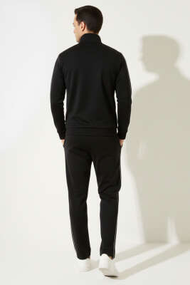 Biye Şeritli Fermuarlı Erkek Eşofman Takımı Siyah - ERKEK İKİLİ TAKIM