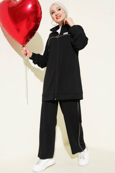 Biyeli Armalı Loyşa İkili Takım Siyah - İkili Takım