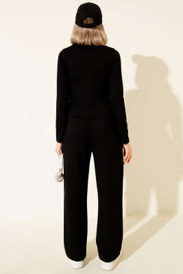 Biyeli Fermuarlı Loyşa İkili Takım Siyah - Kadın Giyim Modelleri