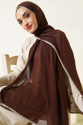 Biyeli Müslin Şal Acı Kahve - Başörtüsü