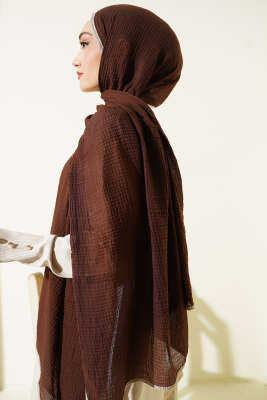 Biyeli Müslin Şal Acı Kahve - Başörtüsü