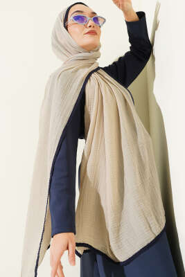 Biyeli Müslin Şal Bej - Başörtüsü