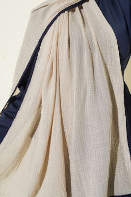 Biyeli Müslin Şal Bej - Başörtüsü