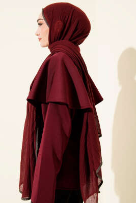 Biyeli Müslin Şal Bordo Füme - Başörtüsü