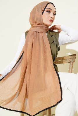 Biyeli Müslin Şal Bronz - Başörtüsü