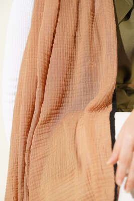 Biyeli Müslin Şal Bronz - Başörtüsü