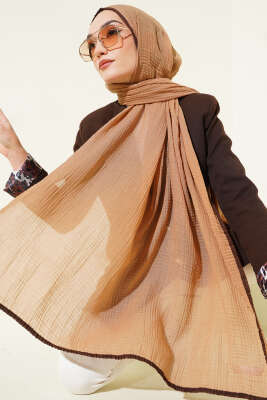 Biyeli Müslin Şal Camel - Başörtüsü