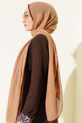 Biyeli Müslin Şal Camel - Başörtüsü