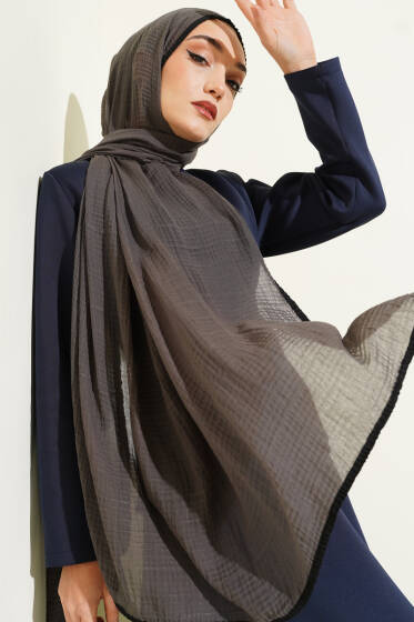 Biyeli Müslin Şal Füme - Başörtüsü