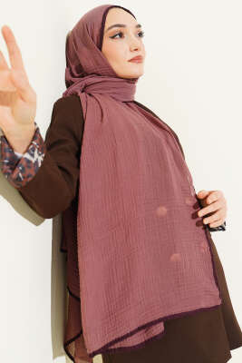 Biyeli Müslin Şal Gül Kurusu - Başörtüsü