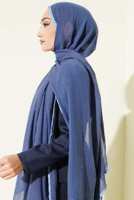 Biyeli Müslin Şal İndigo - Başörtüsü