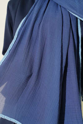 Biyeli Müslin Şal İndigo - Başörtüsü