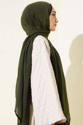Biyeli Müslin Şal Kamuflaj Yeşili - Başörtüsü