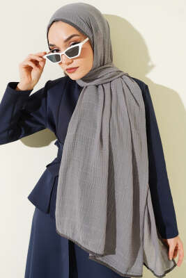 Biyeli Müslin Şal Kayrak Grisi - Başörtüsü