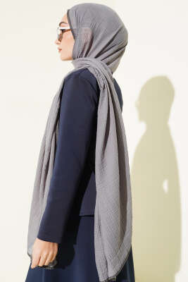 Biyeli Müslin Şal Kayrak Grisi - Başörtüsü