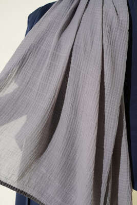 Biyeli Müslin Şal Kayrak Grisi - Başörtüsü