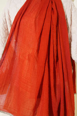 Biyeli Müslin Şal Kiremit - Başörtüsü