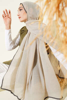 Biyeli Müslin Şal Kum Bej - ASSE BONE