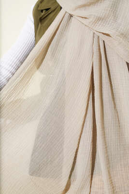 Biyeli Müslin Şal Kum Bej - Başörtüsü