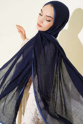 Biyeli Müslin Şal Lacivert - ASSE BONE