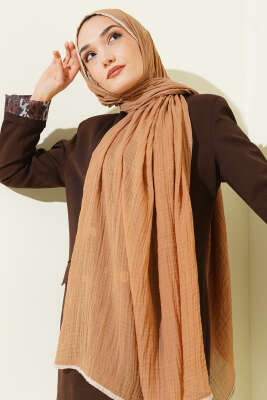 Biyeli Müslin Şal Latte - Başörtüsü