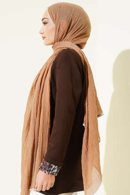 Biyeli Müslin Şal Latte - Başörtüsü