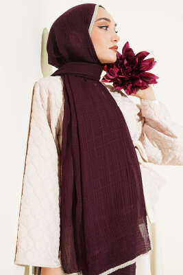 Biyeli Müslin Şal Mürdüm - Başörtüsü