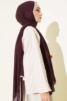 Biyeli Müslin Şal Mürdüm - Başörtüsü