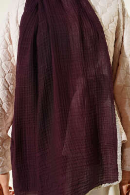 Biyeli Müslin Şal Mürdüm - Başörtüsü