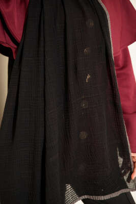 Biyeli Müslin Şal Siyah - Başörtüsü