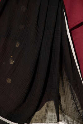 Biyeli Müslin Şal Siyah Gri - Başörtüsü