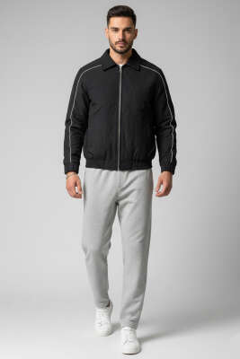 Biyeli Oversize Erkek Mont Siyah - Erkek Mont