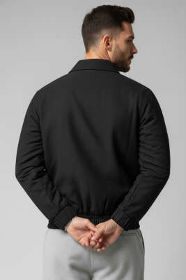 Biyeli Oversize Erkek Mont Siyah - Erkek Mont