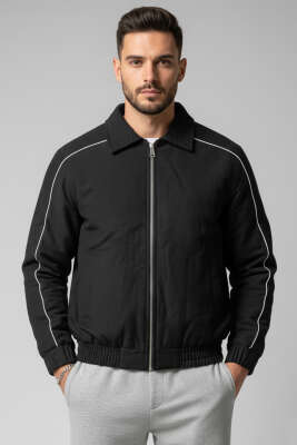 Biyeli Oversize Erkek Mont Siyah - BY MAMİ