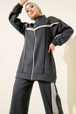 Biyeli Şeritli Scuba İkili Takım Füme - İkili Takım